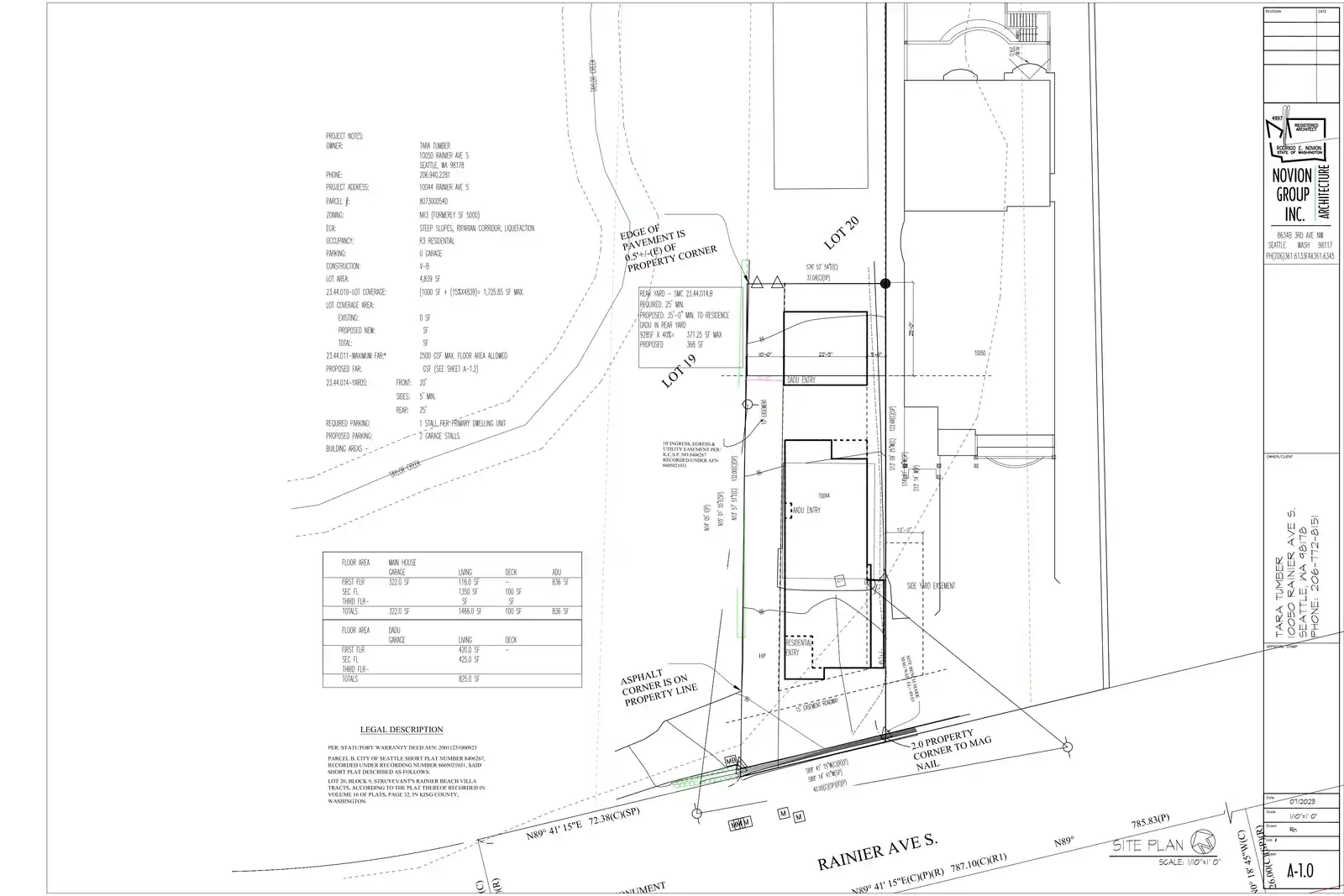 Site plan for 10044 Rainier Ave S