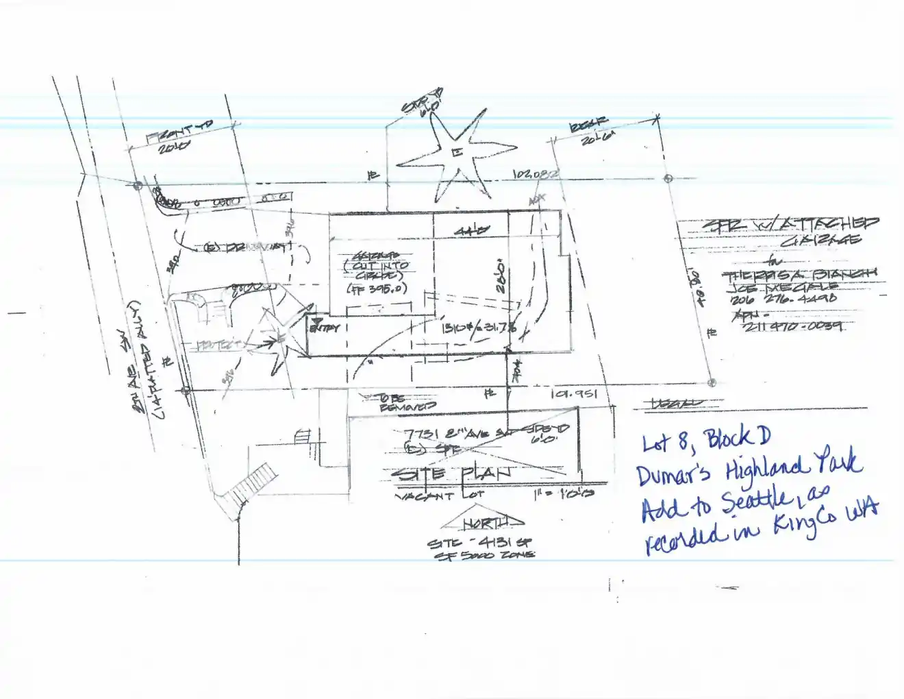 Site plan for 7729 8th Ave SW