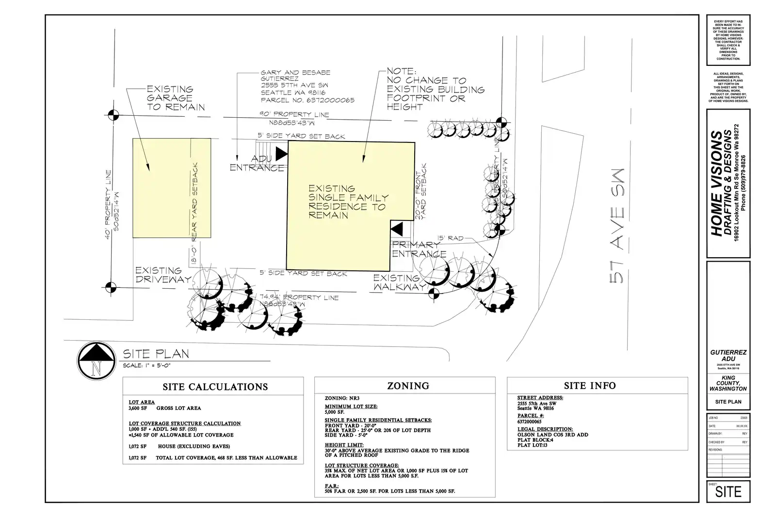 Site plan for 2555 57th Ave SW