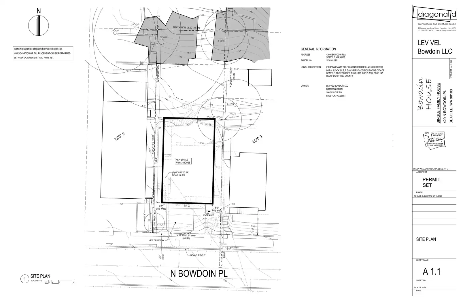Site plan for 420 N Bowdoin Pl