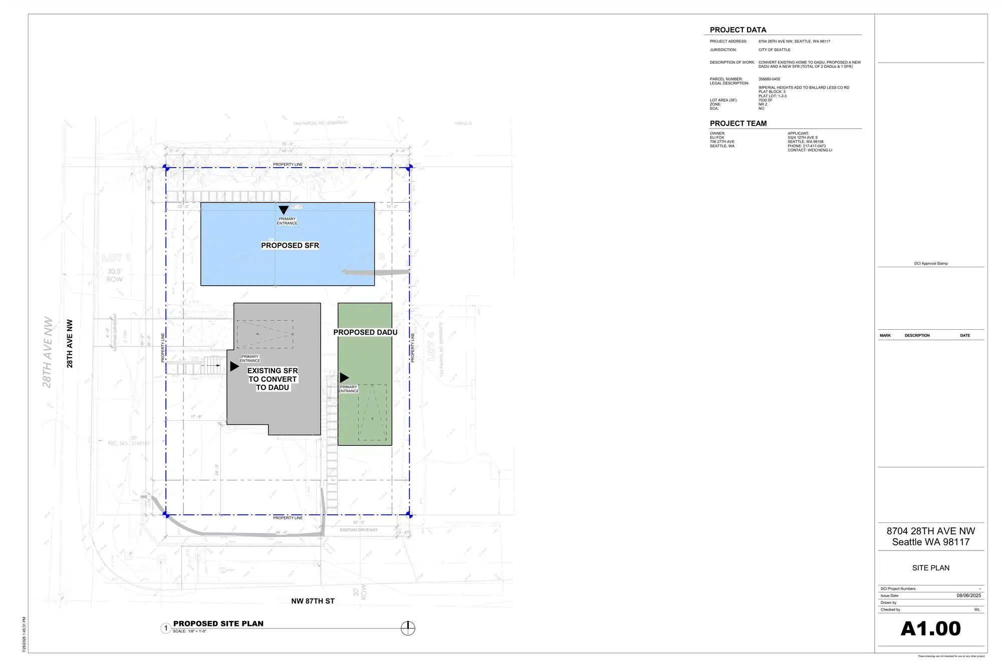 Site plan for 8704 28th Ave NW