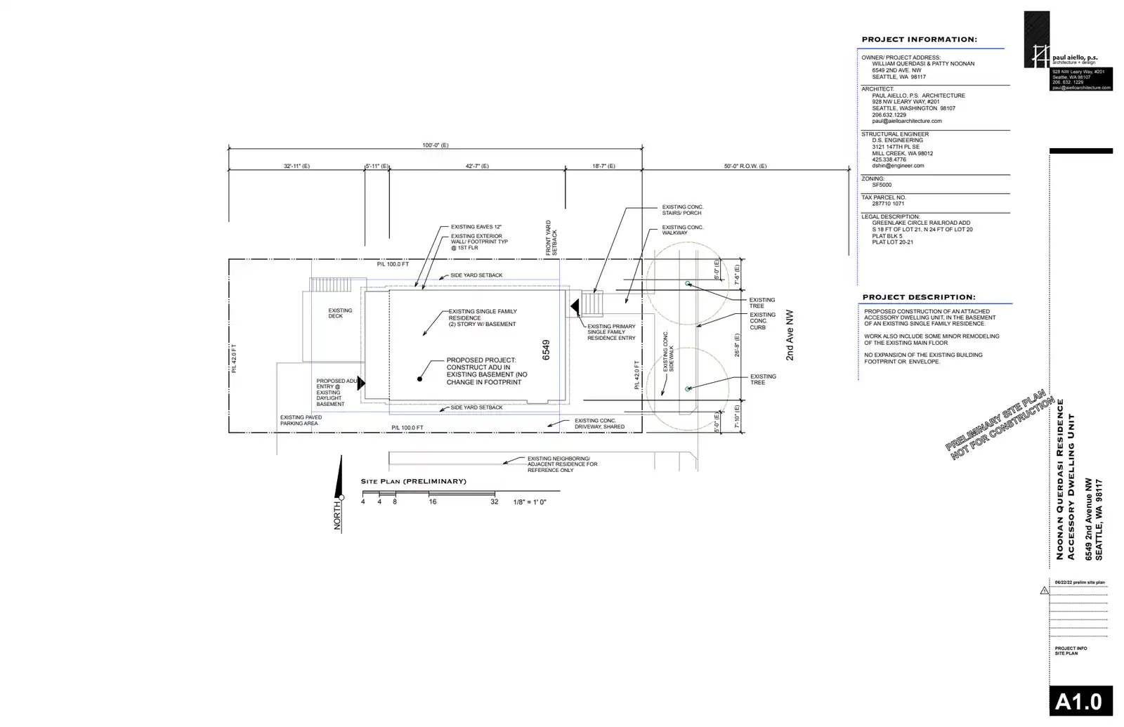 Site plan for 6549 2nd Ave NW