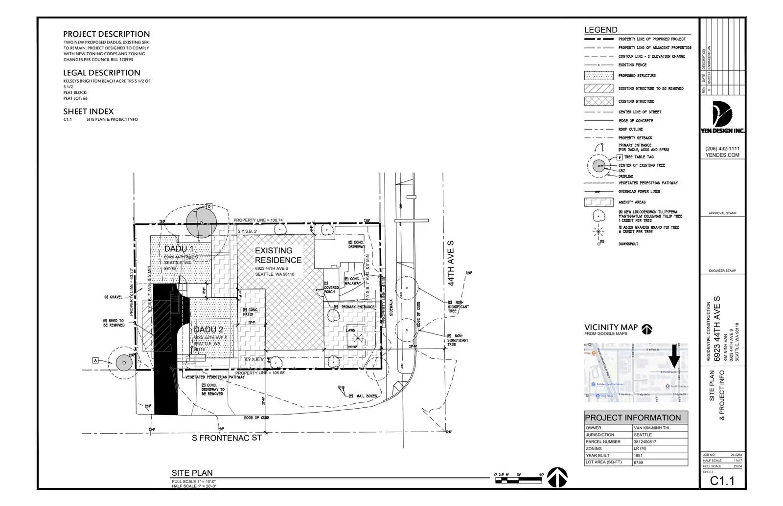 Site plan for 6923 44th Ave S