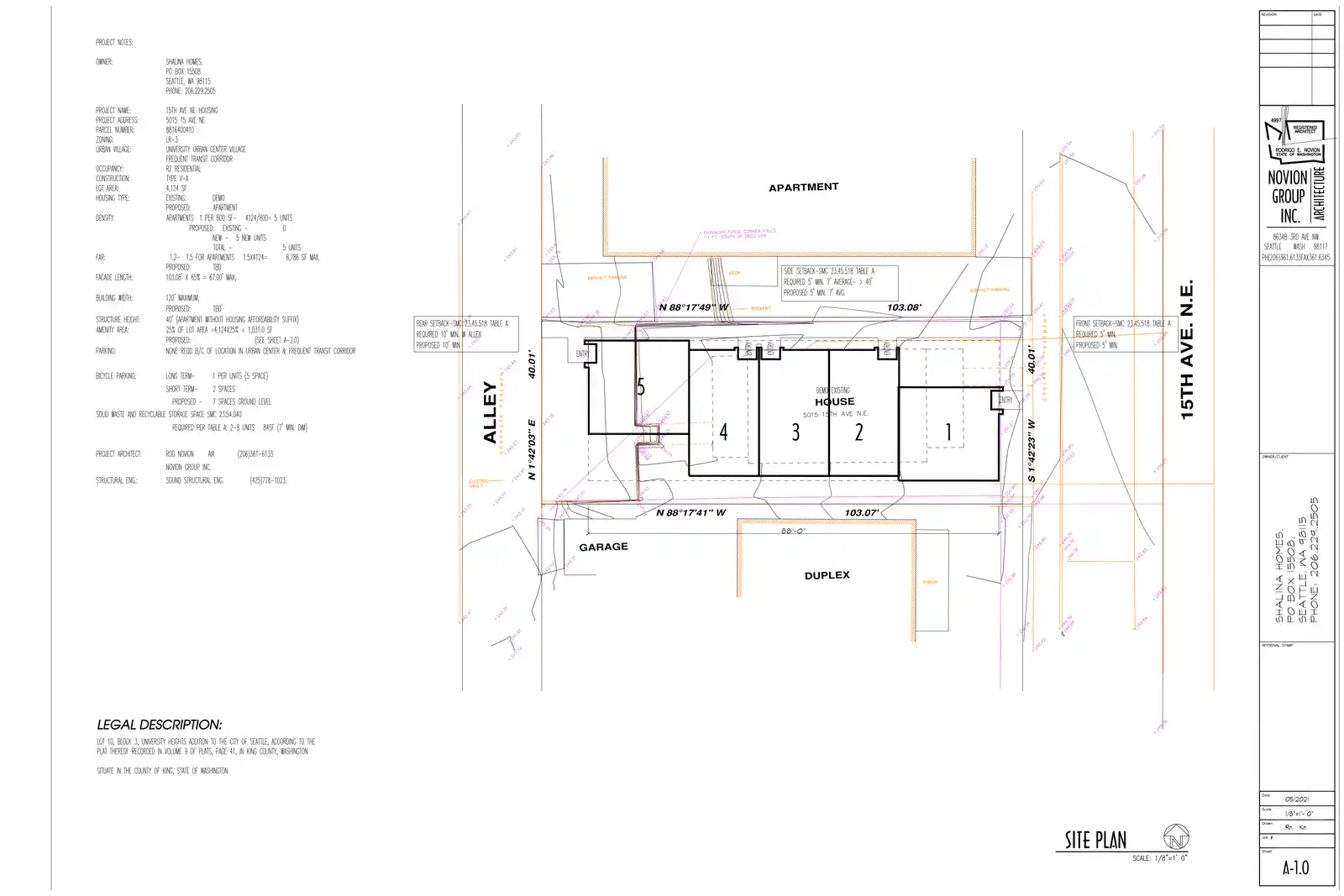 Site plan for 5015 15th Ave NE