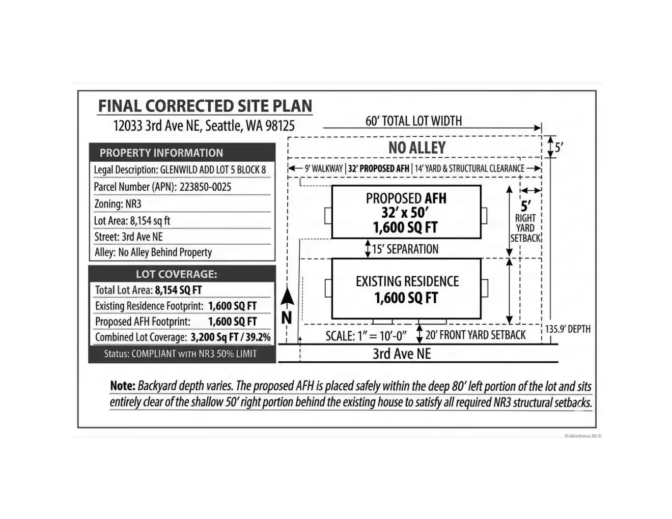 Site plan for 12033 3rd Ave NE