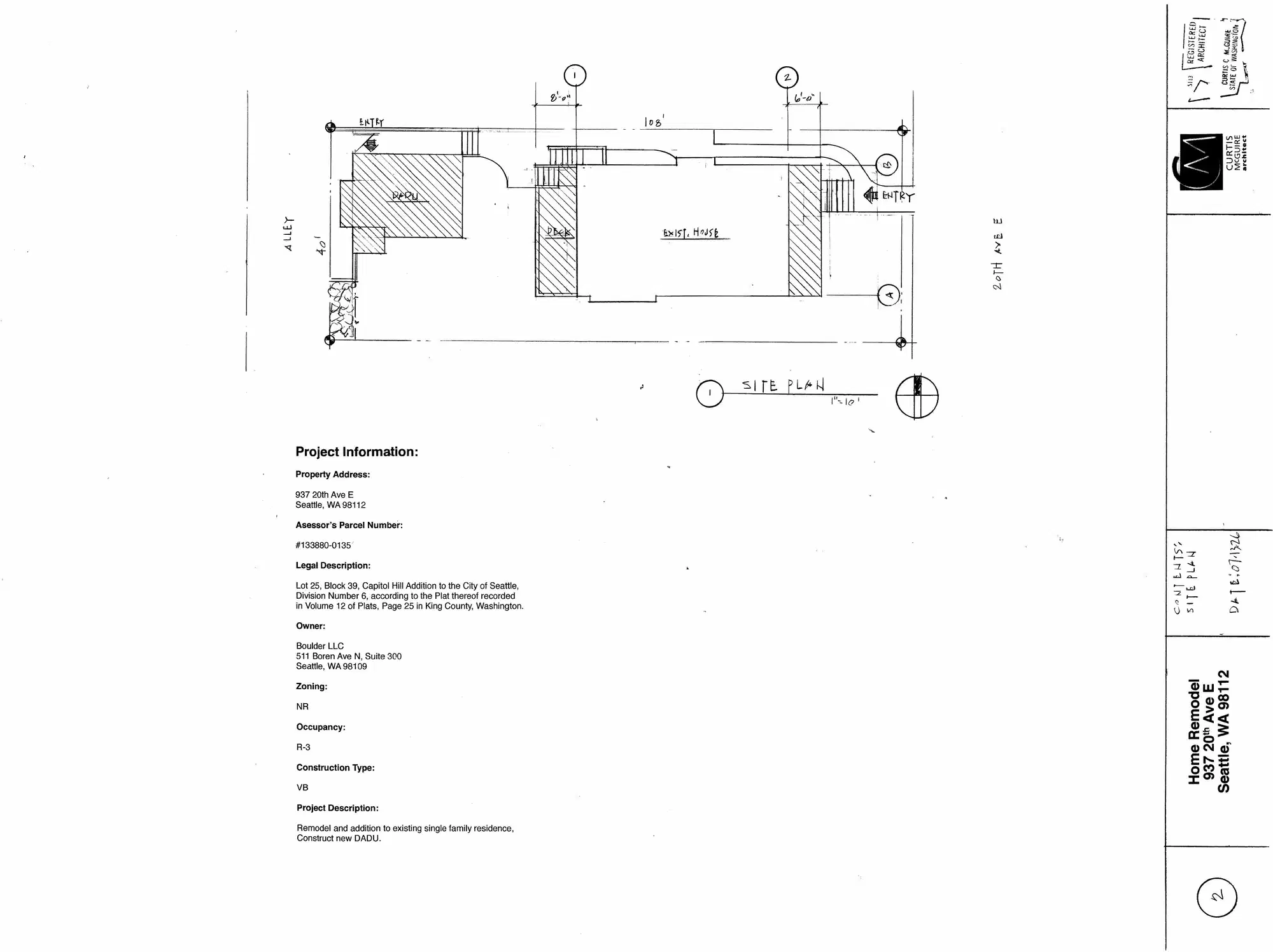 Site plan for 937 20th Ave E