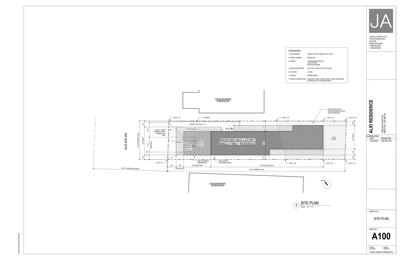 Site plan for 1500 Alki Ave SW