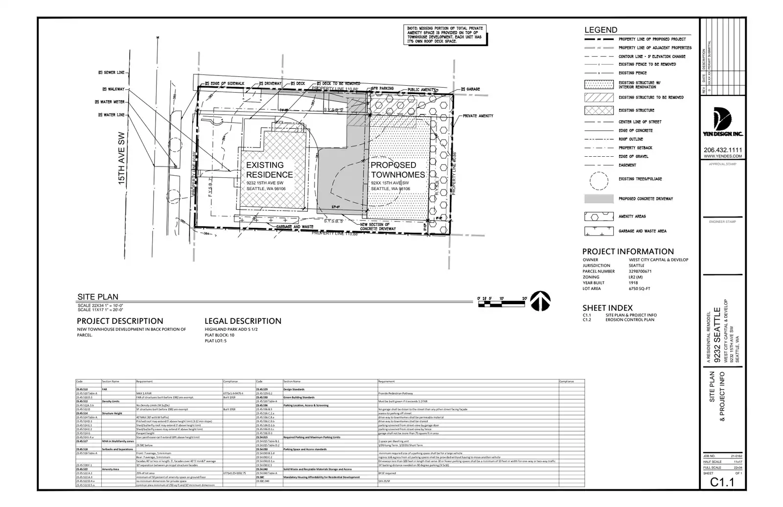 Site plan for 9232 15th Ave SW