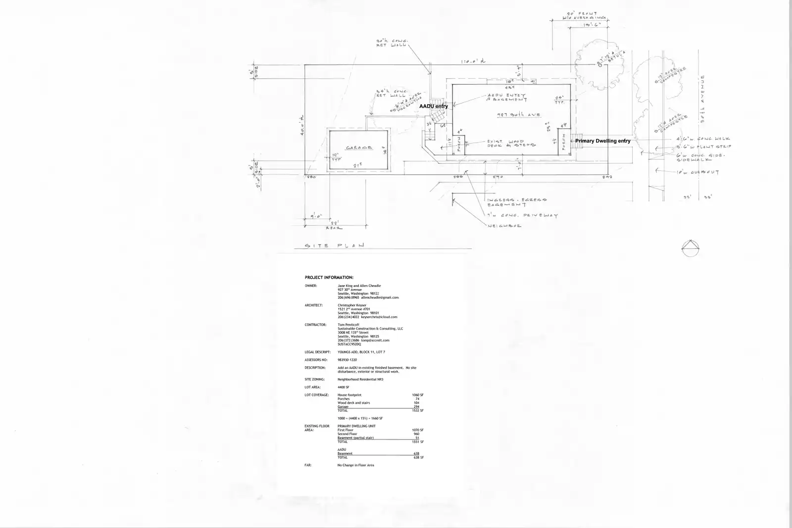 Site plan for 927 B 30th Ave