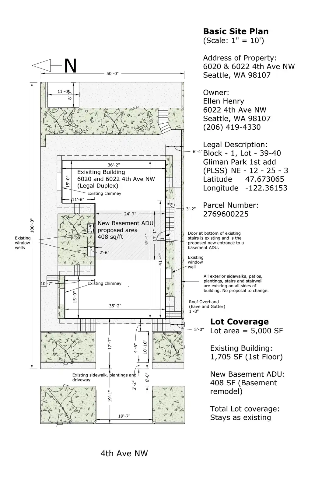 Site plan for 6020 4th Ave NW