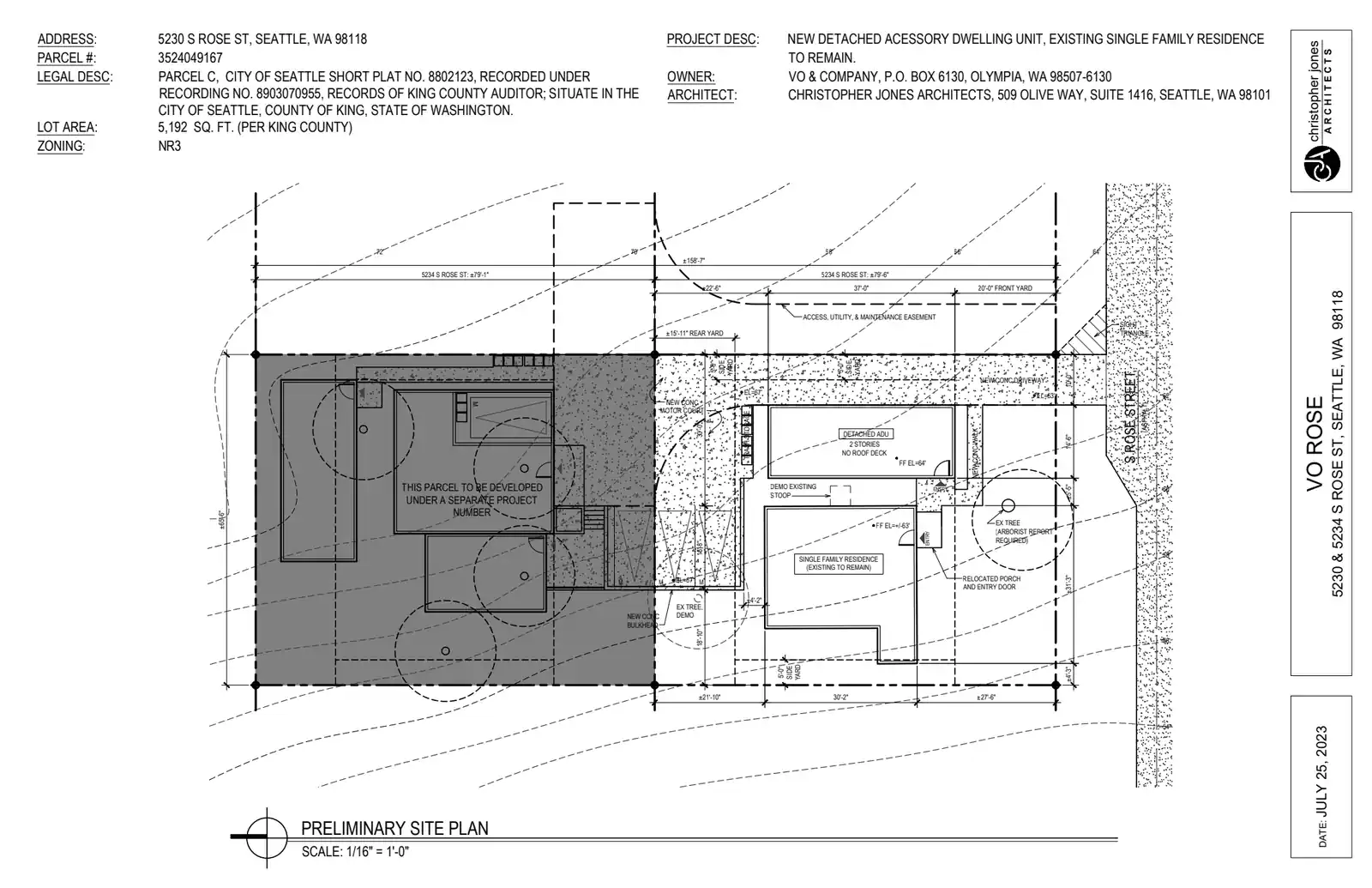 Site plan for 5230 S Rose St