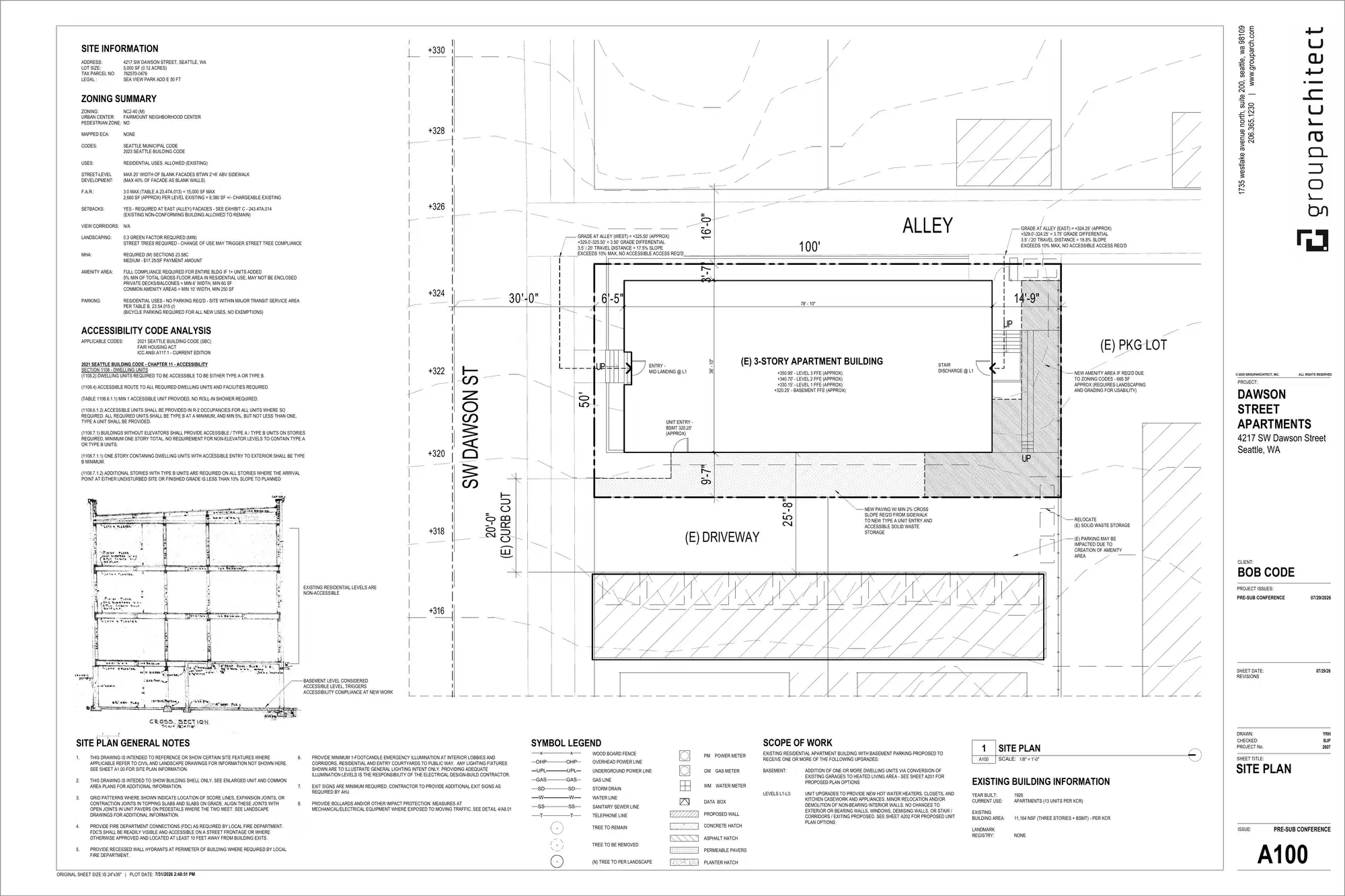 Site plan for 4217 SW Dawson St