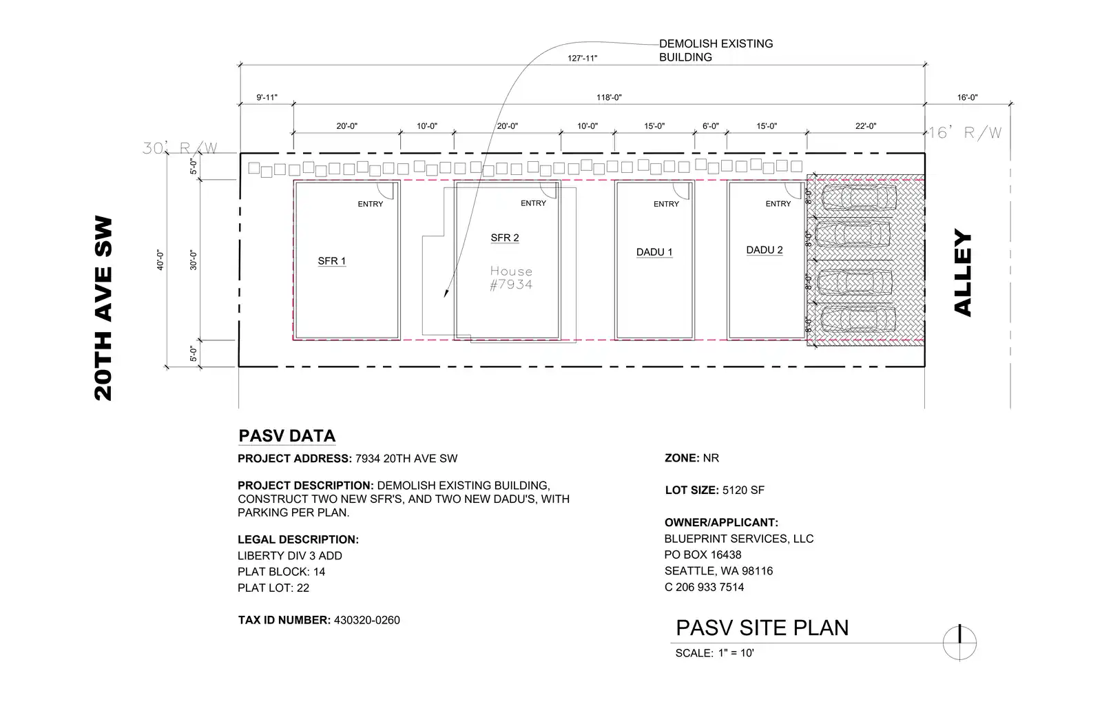 Site plan for 7934 20th Ave SW