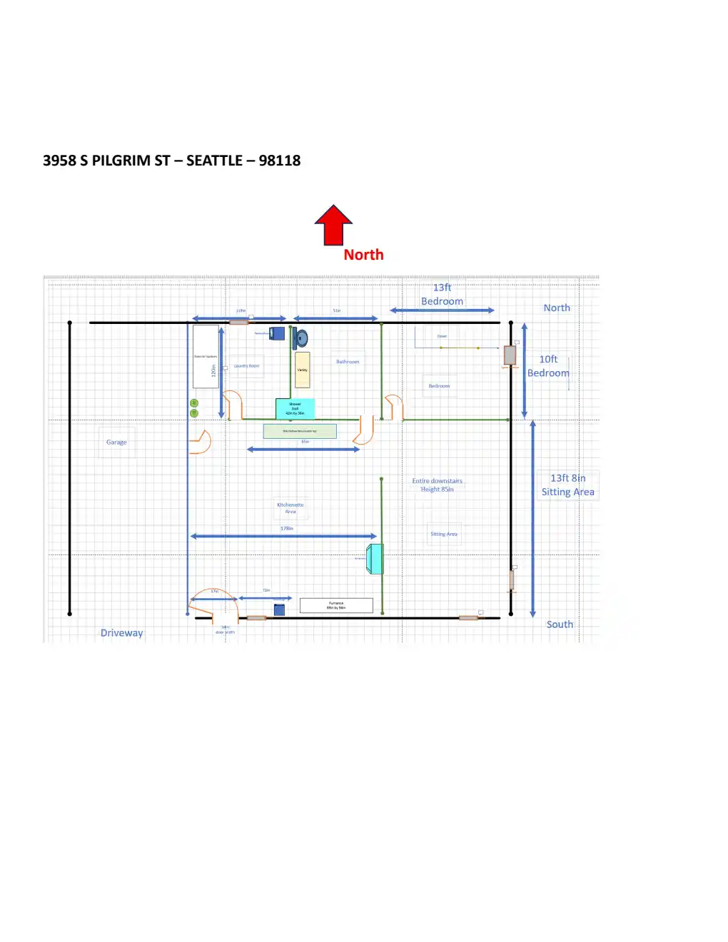 Site plan for 3958 S Pilgrim St