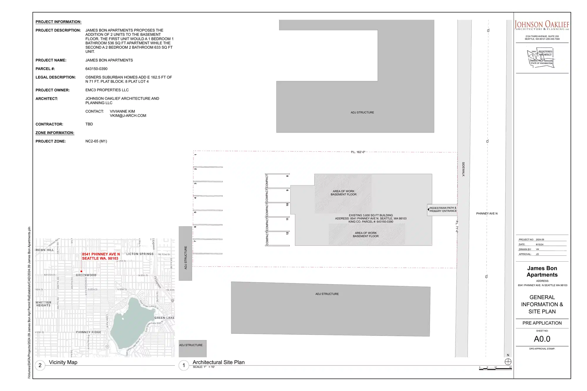 Site plan for 8541 Phinney Ave N