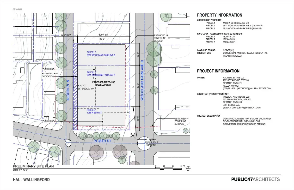 Site plan for 3615 Woodland Park Ave N