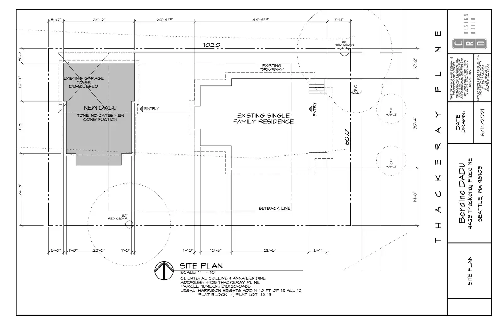 Site plan for 4425 Thackeray Pl NE