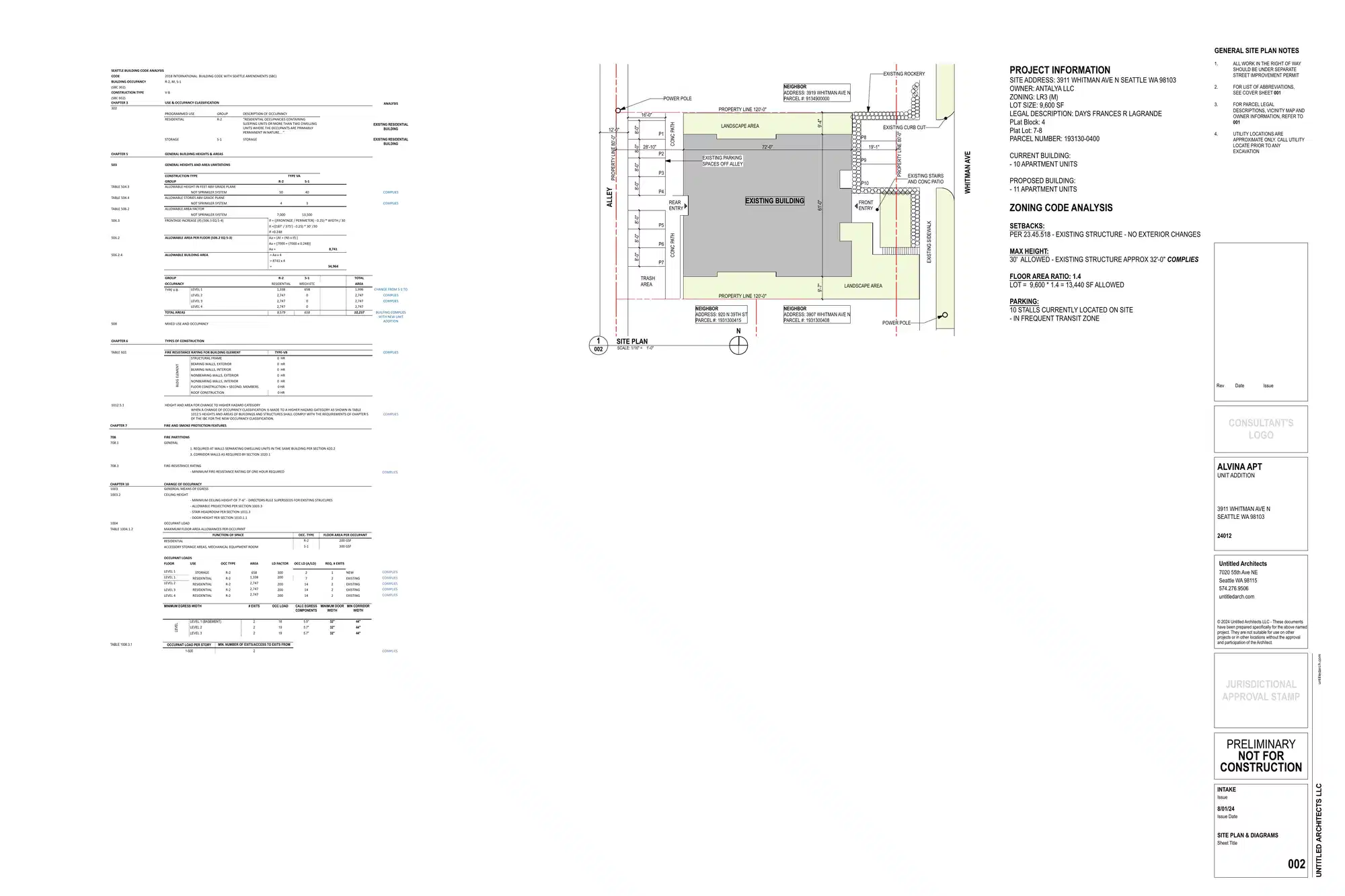 Site plan for 3911 Whitman Ave N