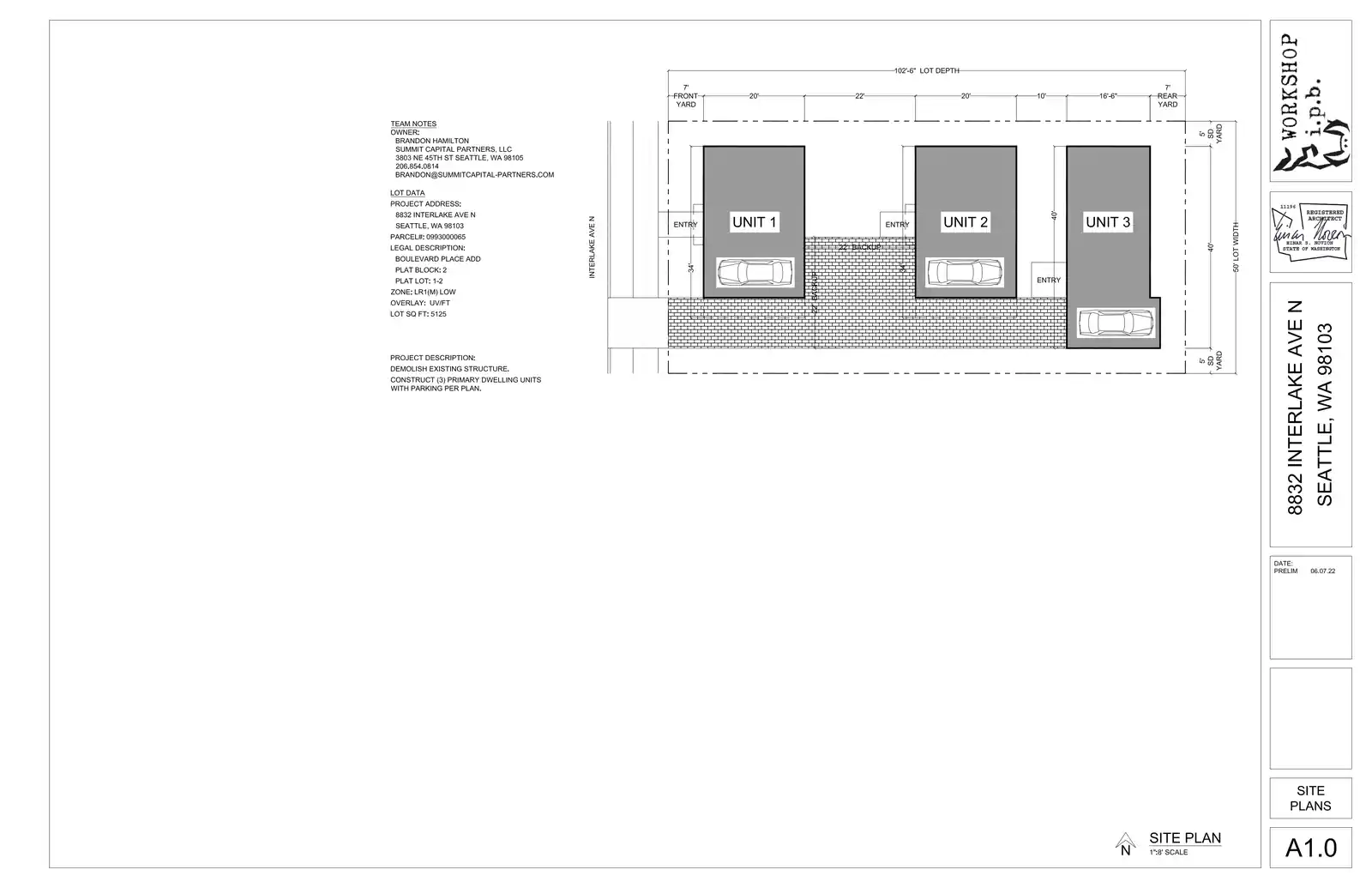 Site plan for 8832 Interlake Ave N