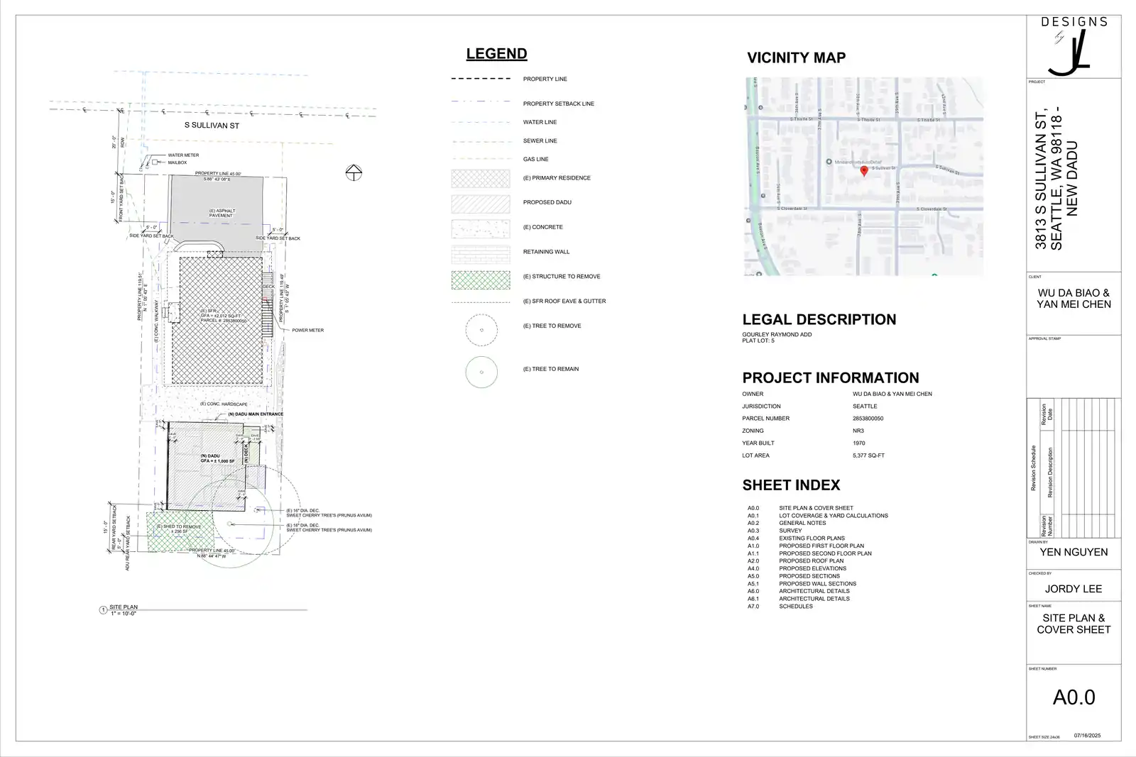 Site plan for 3815 S Sullivan St