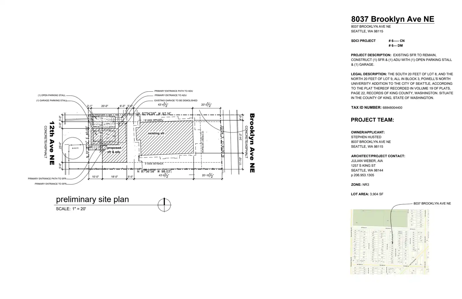 Site plan for 8037 Brooklyn Ave NE