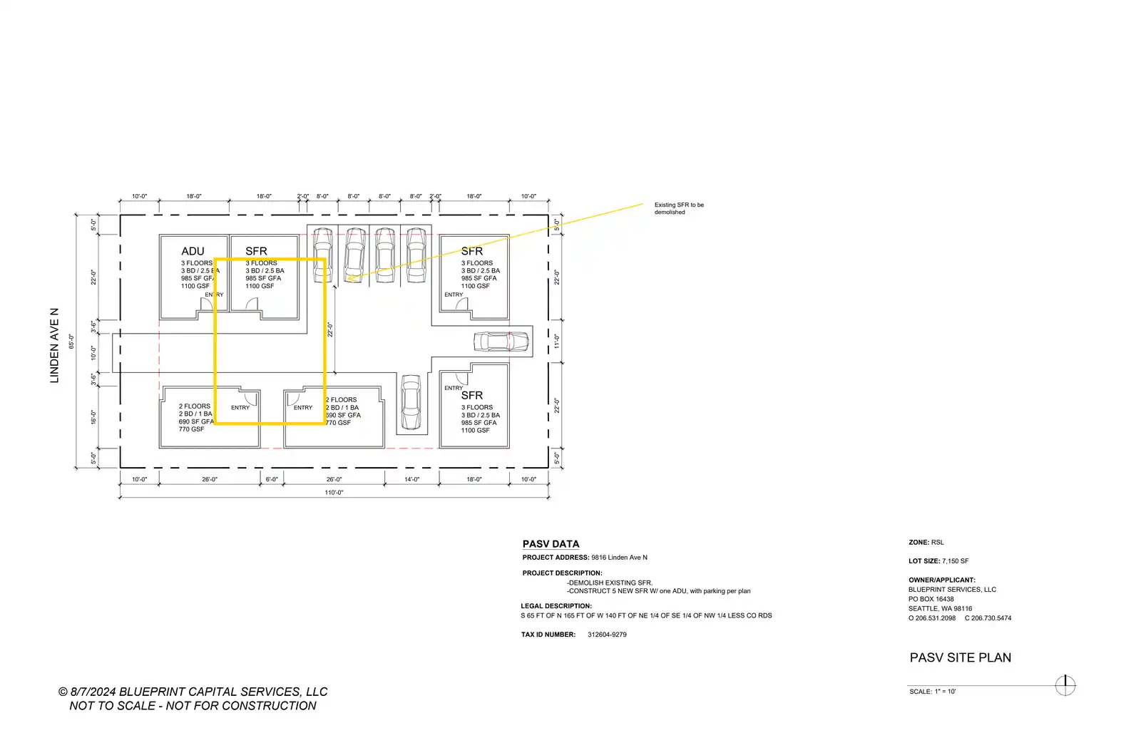 Site plan for 9816 Linden Ave N