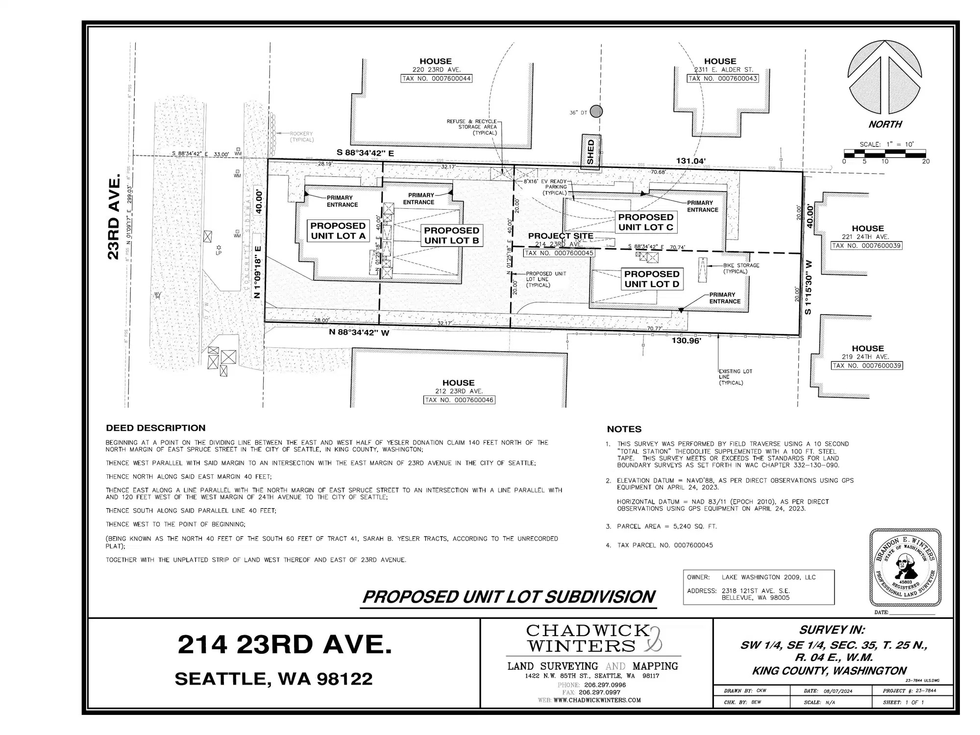 Site plan for 214 23rd Ave