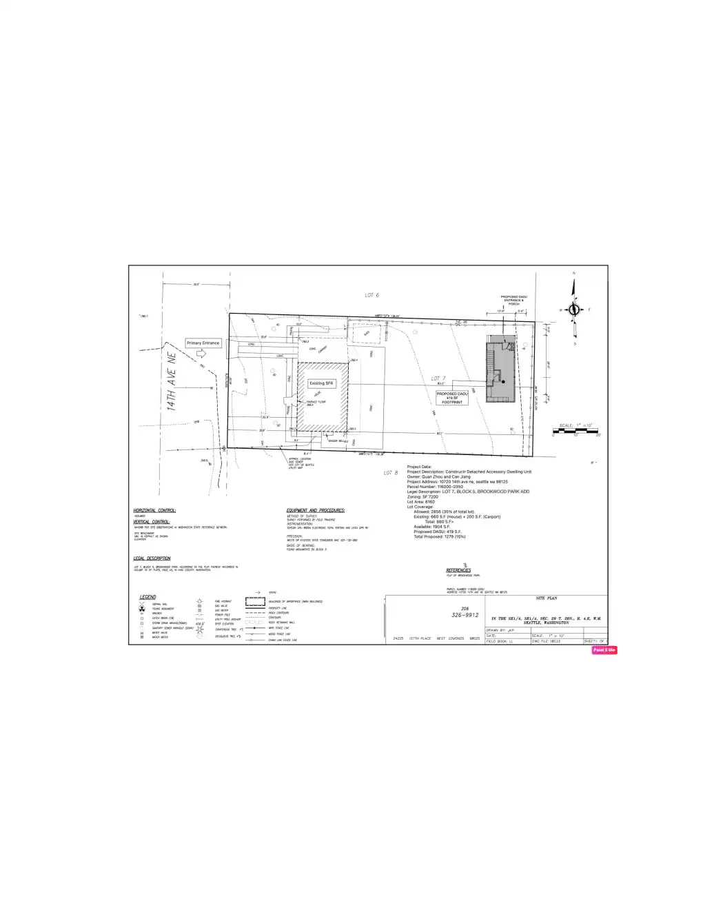 Site plan for 10720 14th Ave NE