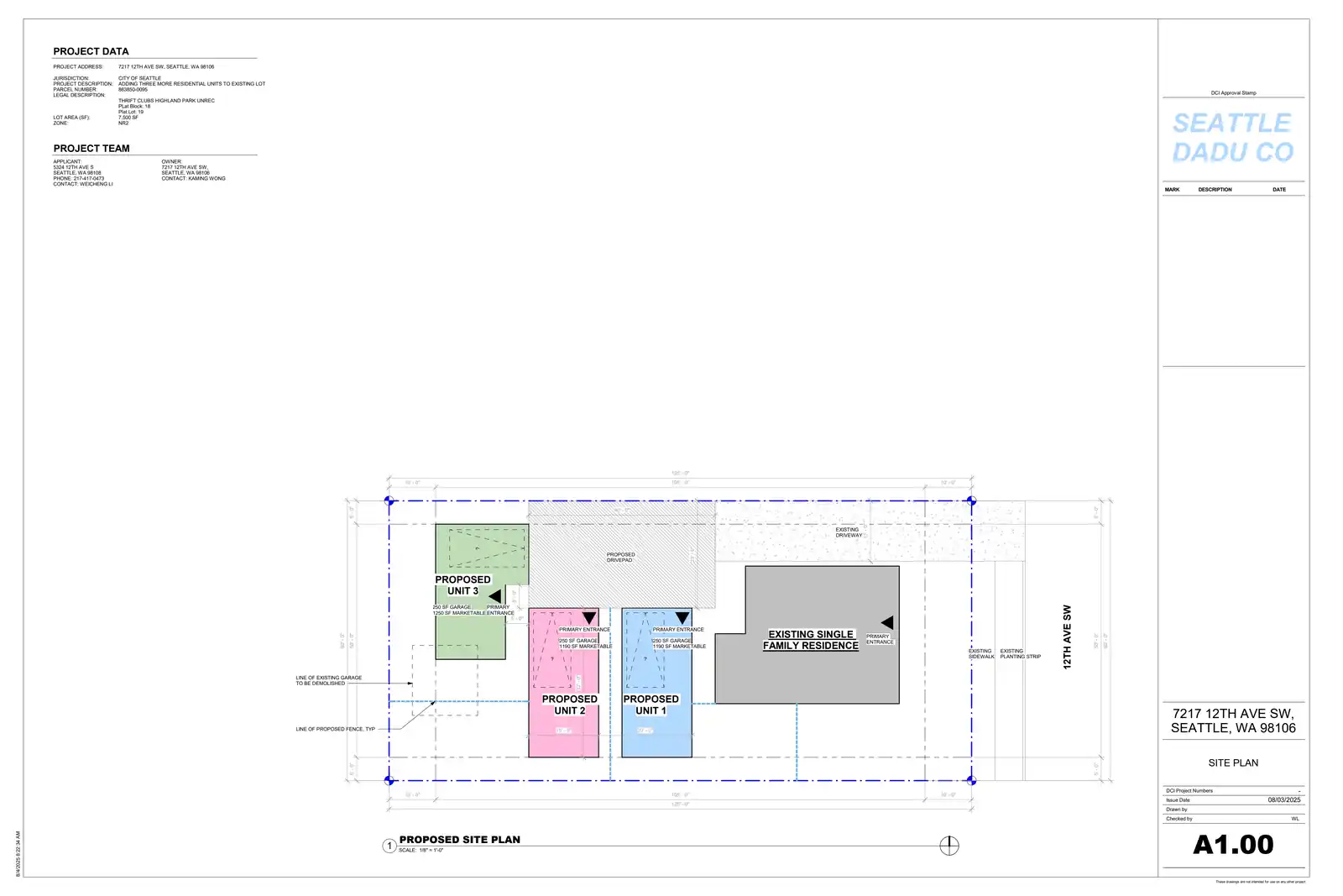 Site plan for 7217 12th Ave SW
