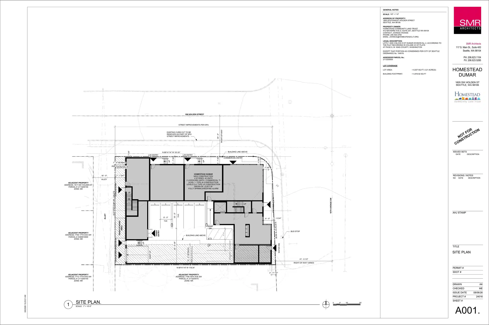 Site plan for 1605 SW Holden St