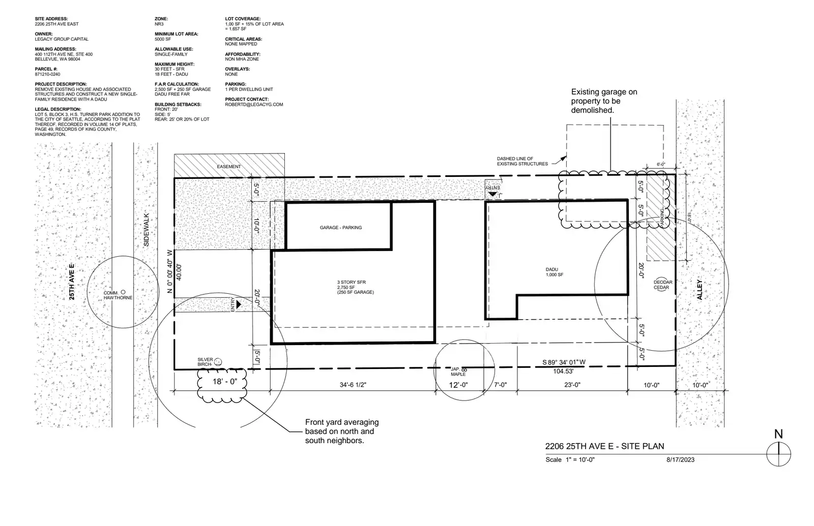 Site plan for 2206 25th Ave E