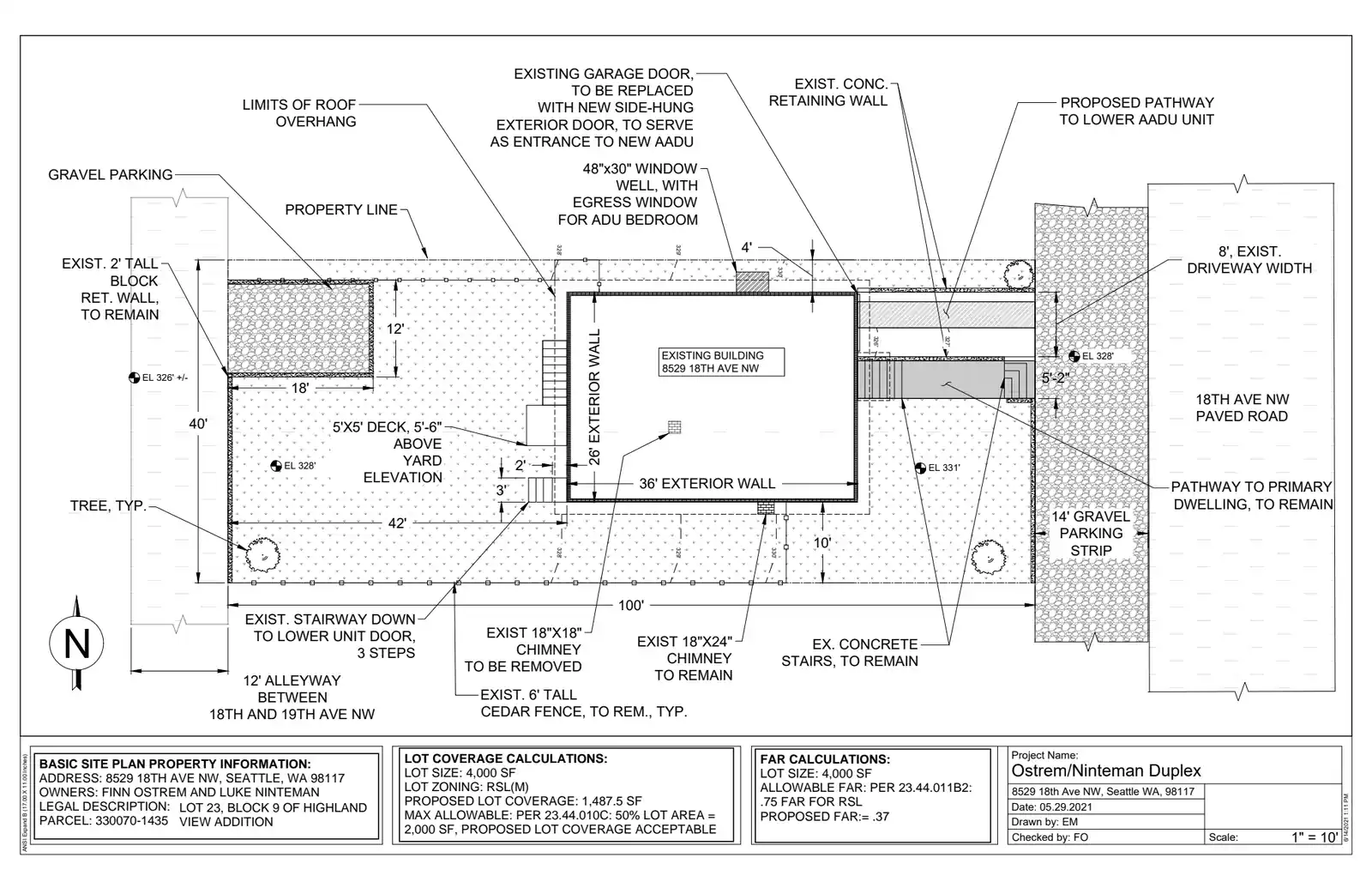 Site plan for 8529 18th Ave NW