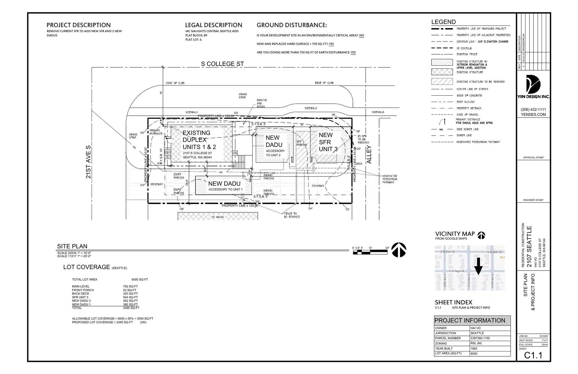 Site plan for 2107 S College St