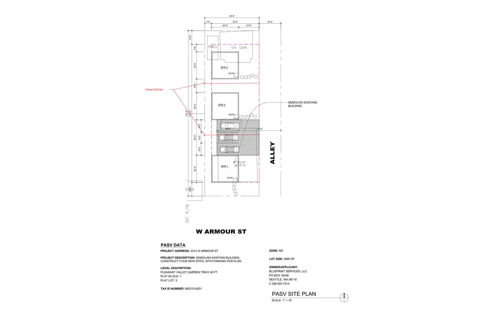 Site plan for 3314 W Armour St