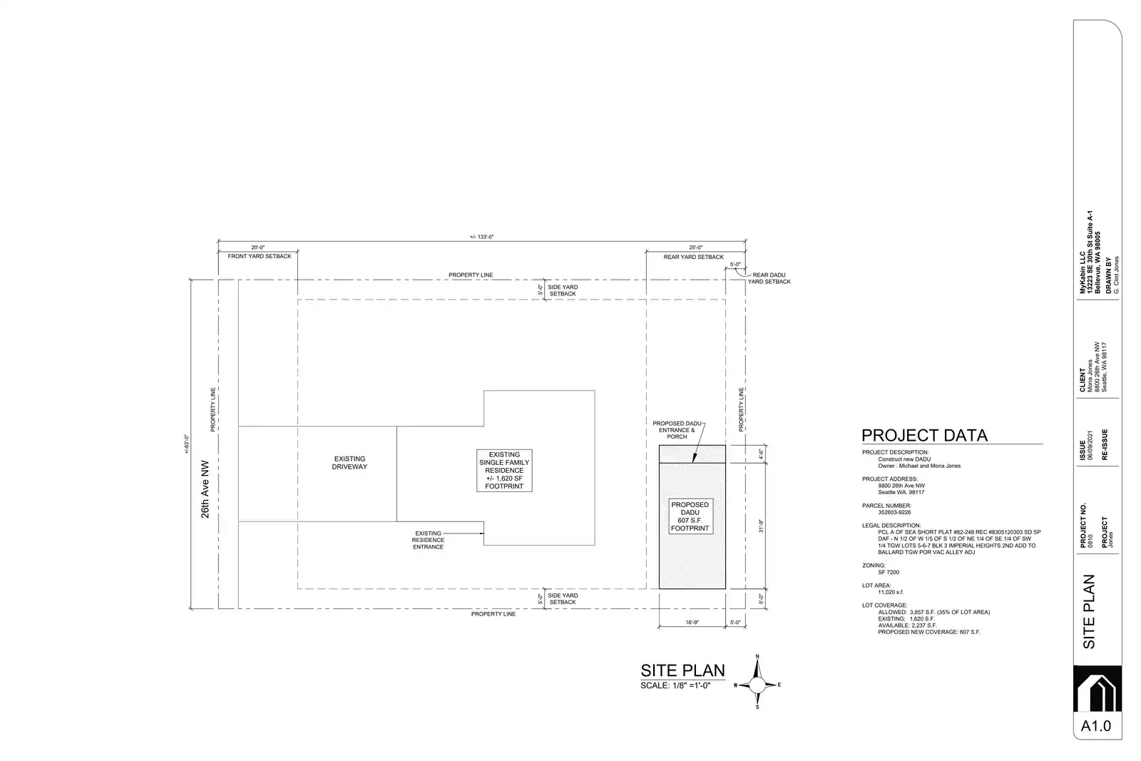 Site plan for 8800 B 26th Ave NW