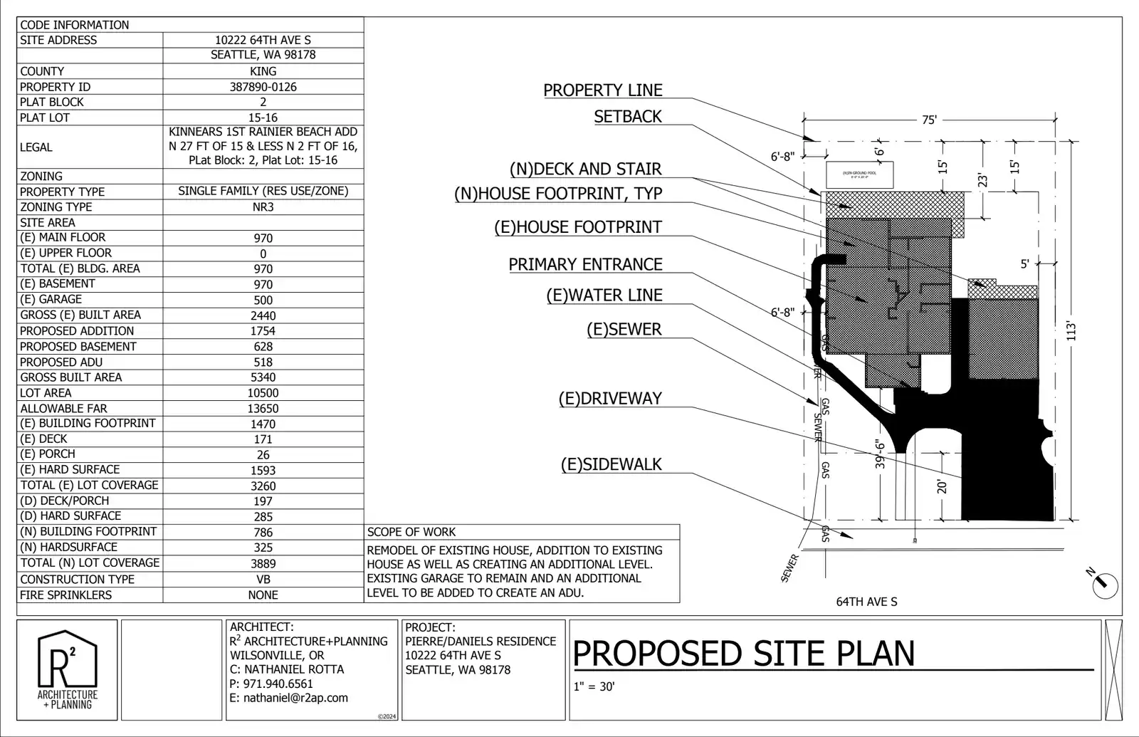 Site plan for 10222 64th Ave S