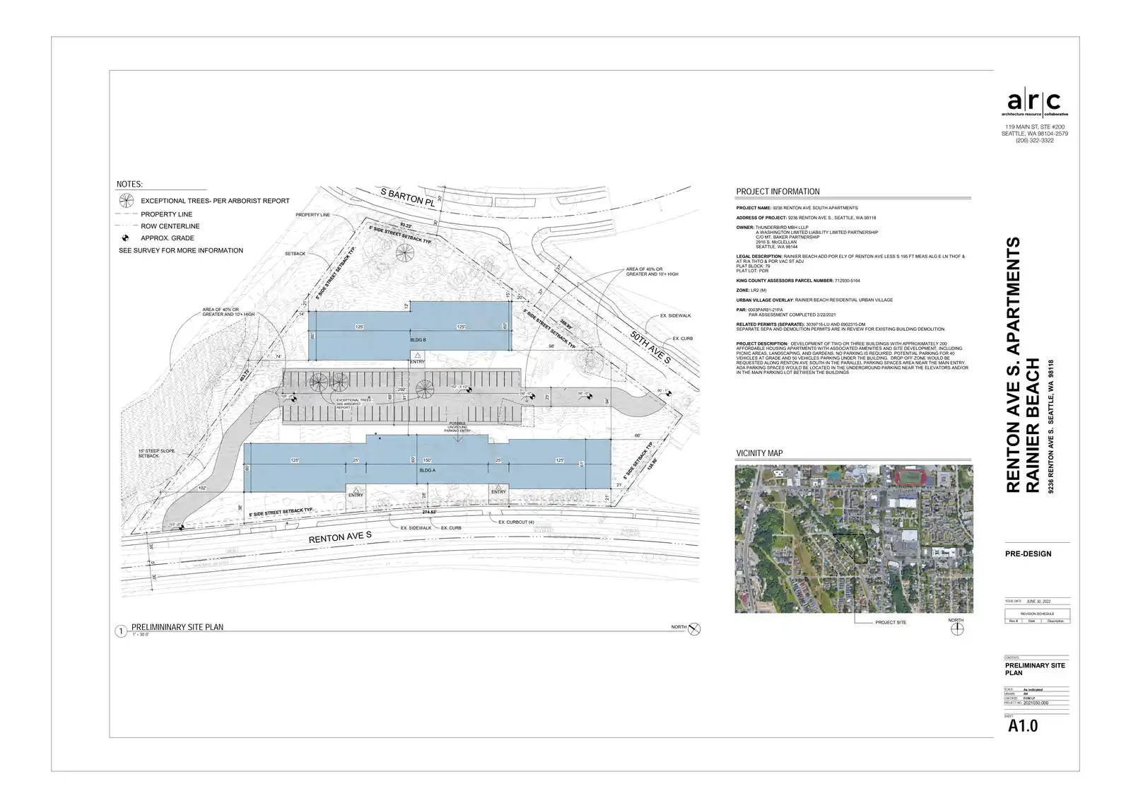 Site plan for 9236 Renton Ave S