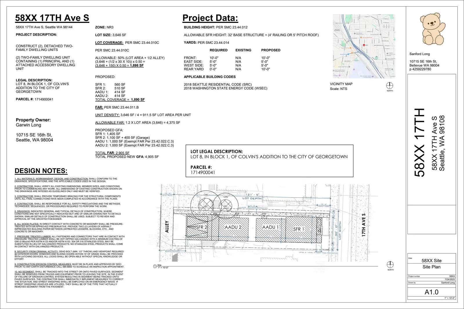 Site plan for 5821 17th Ave S