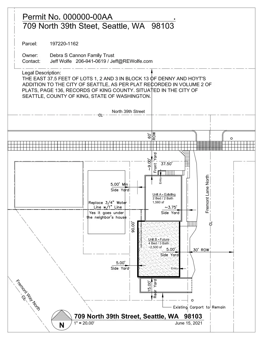 Site plan for 709 N 39th St