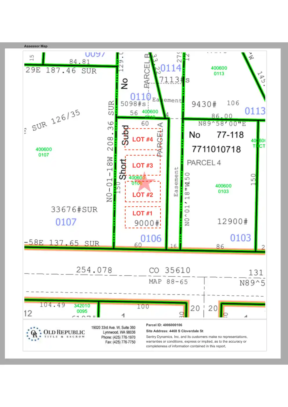 Site plan for 4468 S Cloverdale St