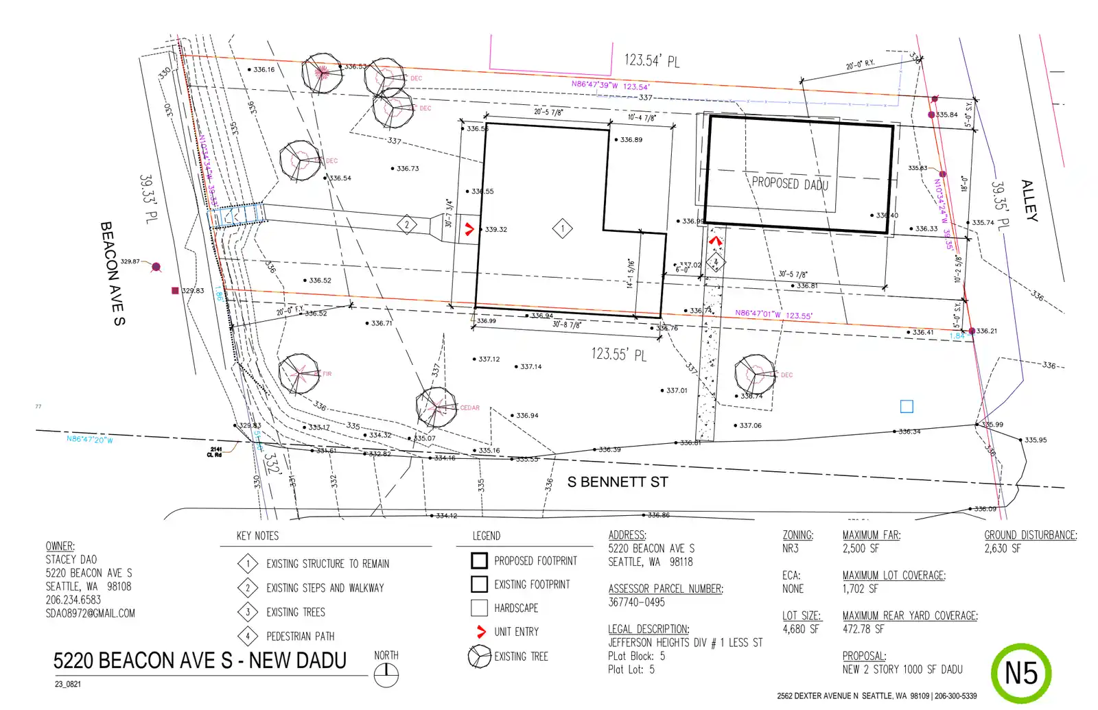 Site plan for 2360 S Bennett St