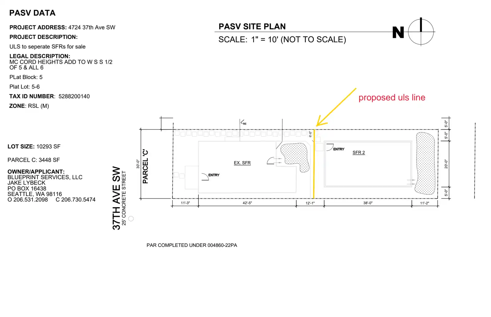 Site plan for 4724 37th Ave SW