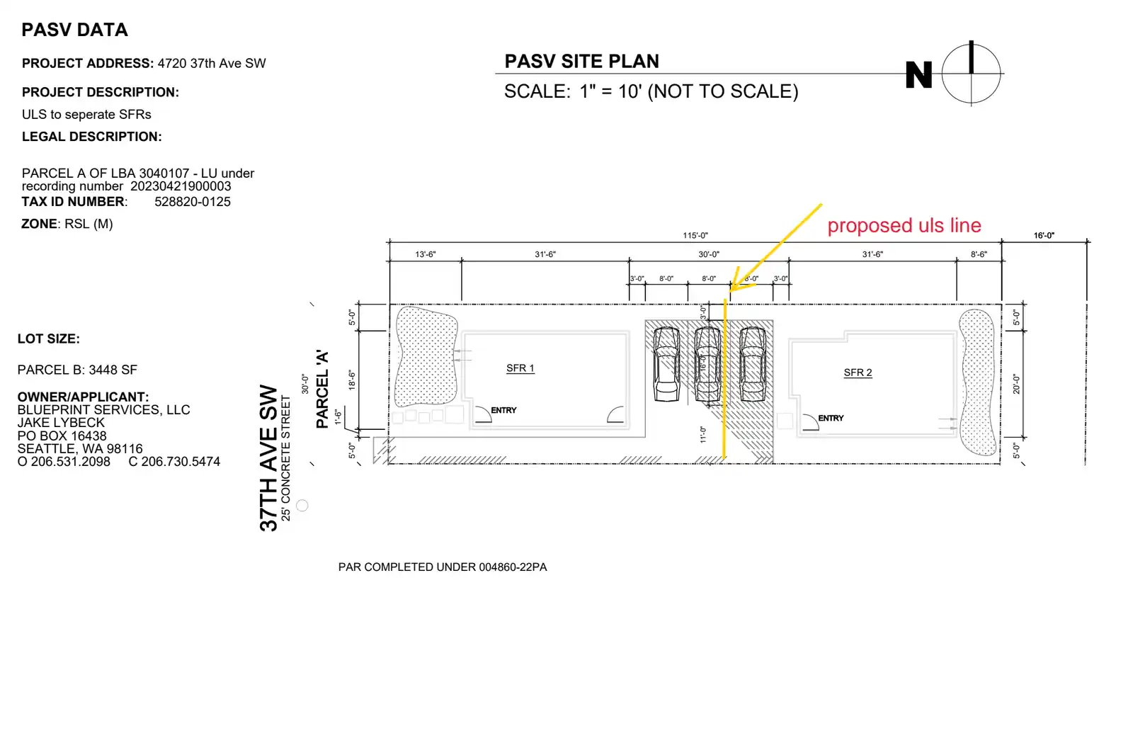 Site plan for 4720 37th Ave SW