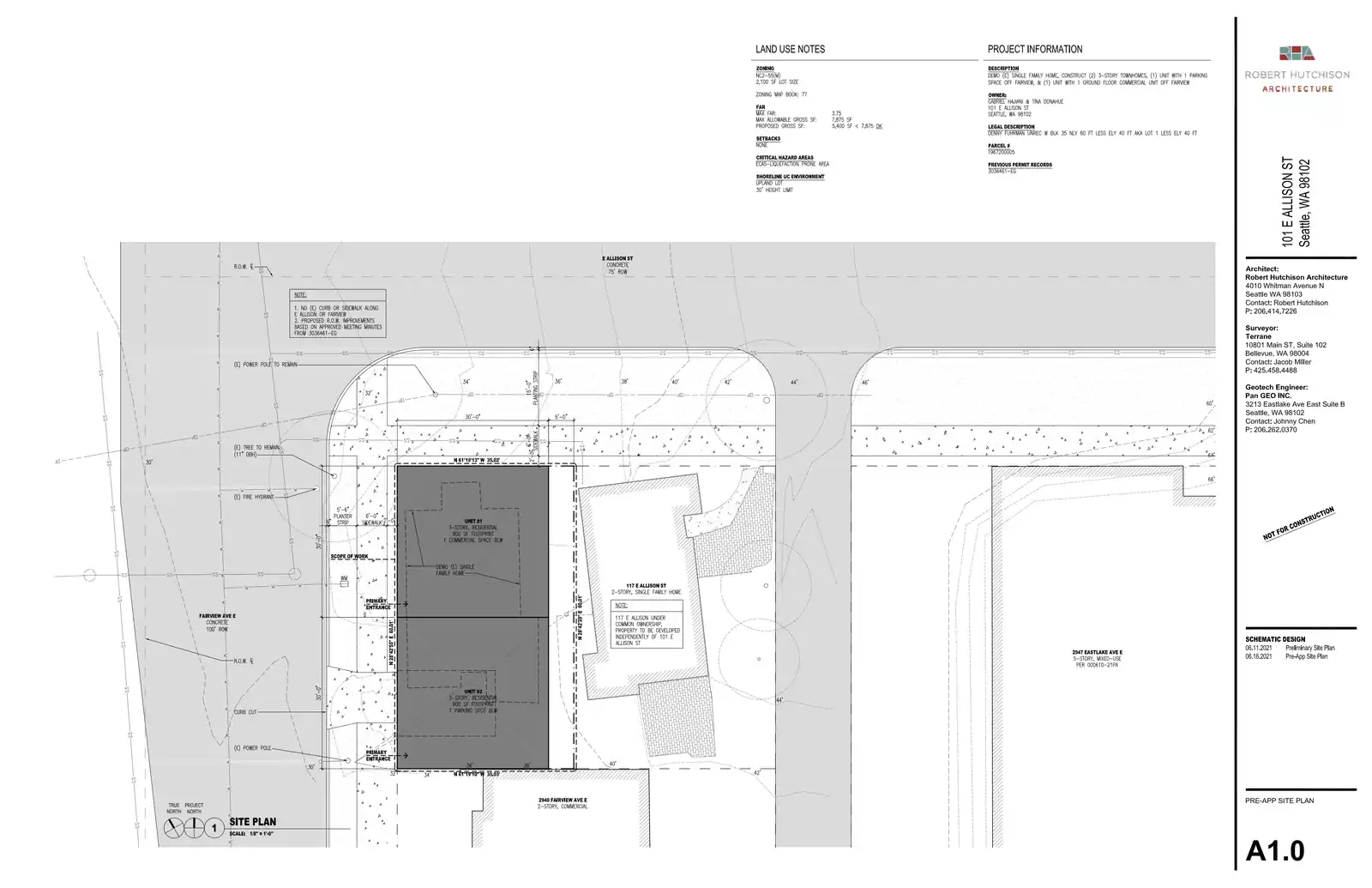 Site plan for 101 E Allison St