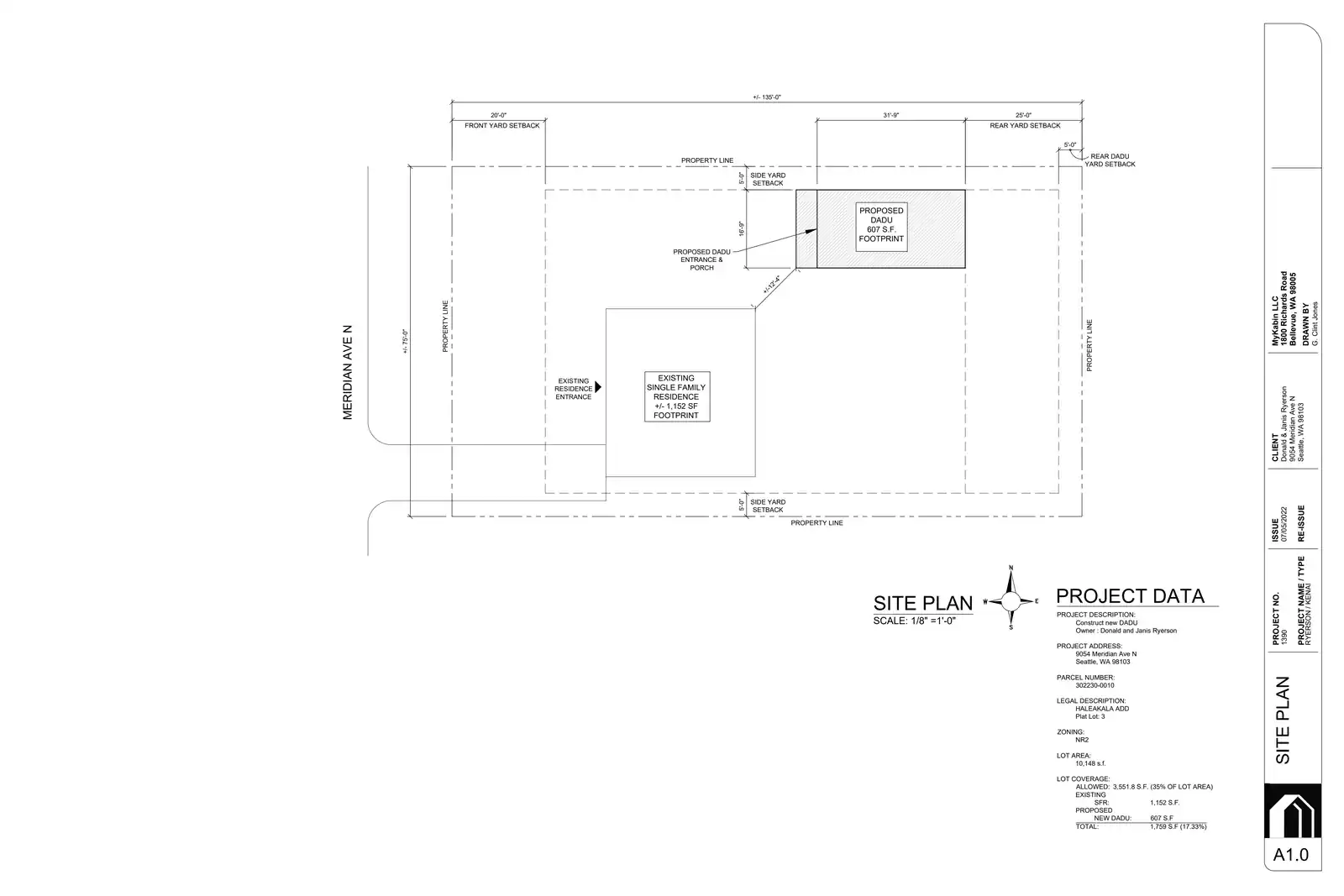 Site plan for 9054 B Meridian Ave N