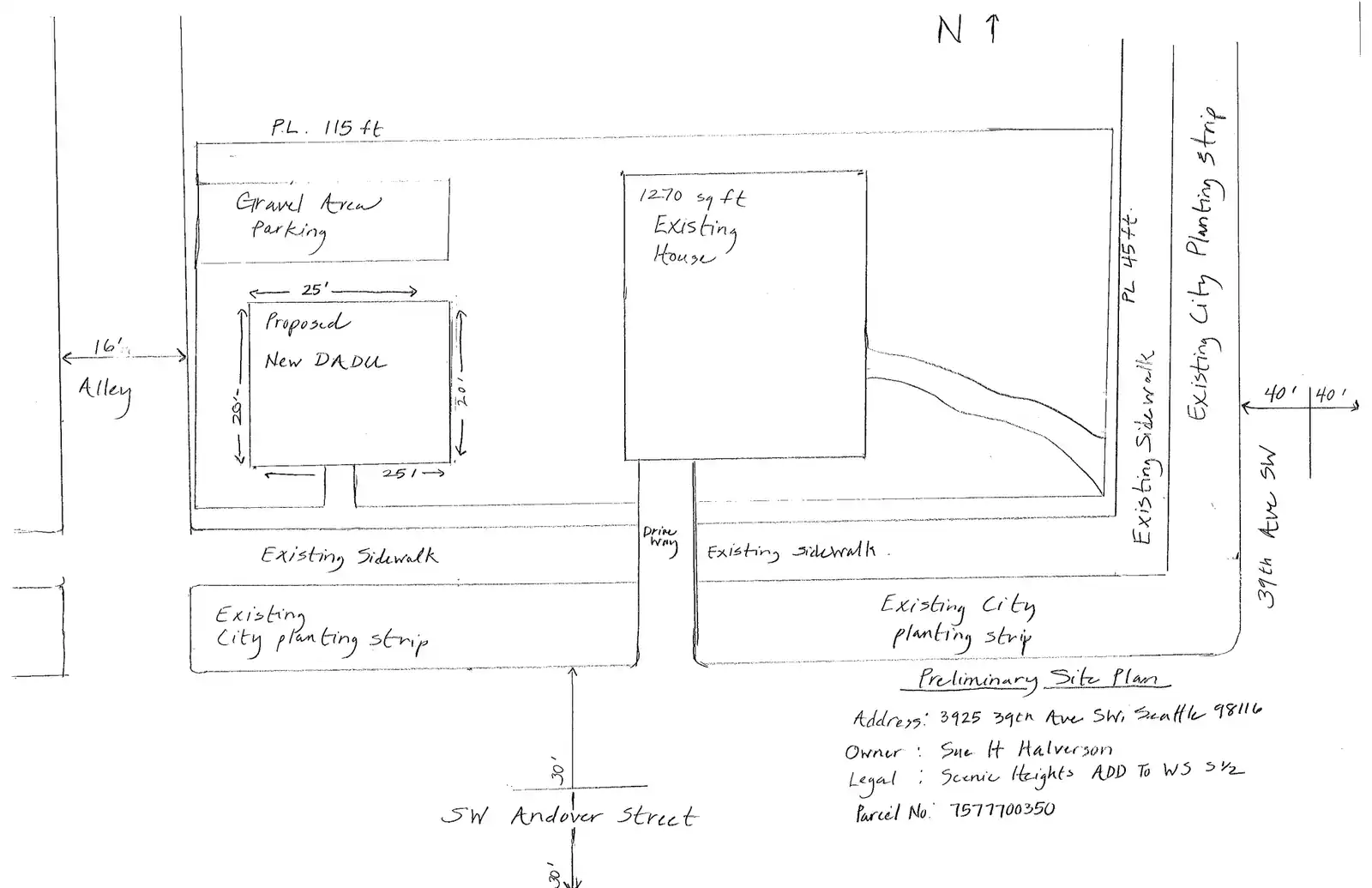 Site plan for 3912 SW Andover St