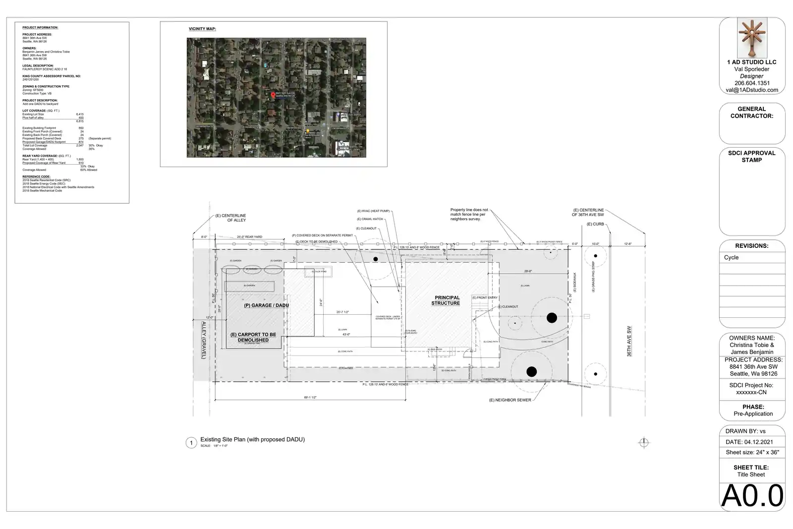 Site plan for 8841 36th Ave SW