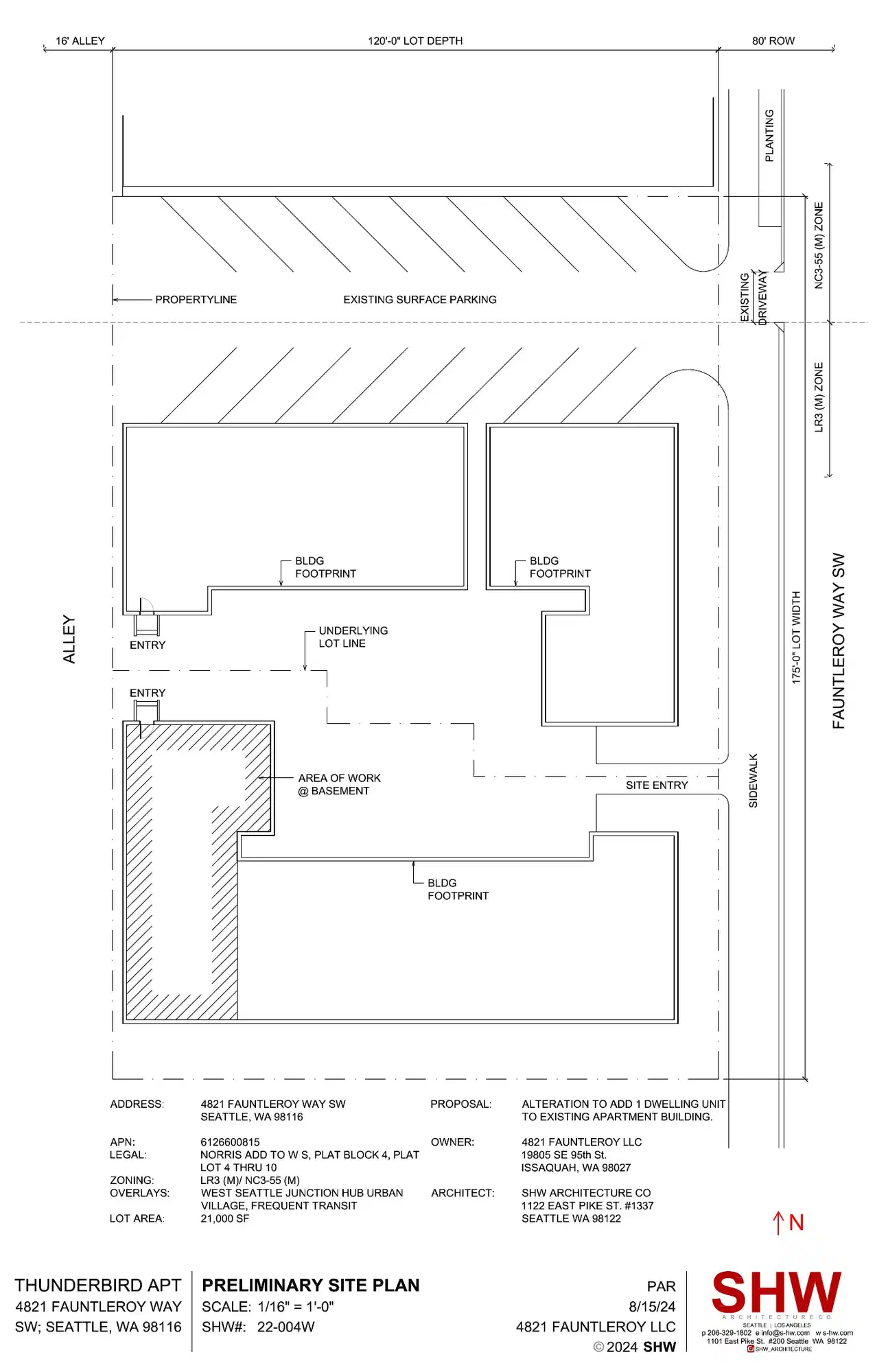Site plan for 4821 Fauntleroy Way SW
