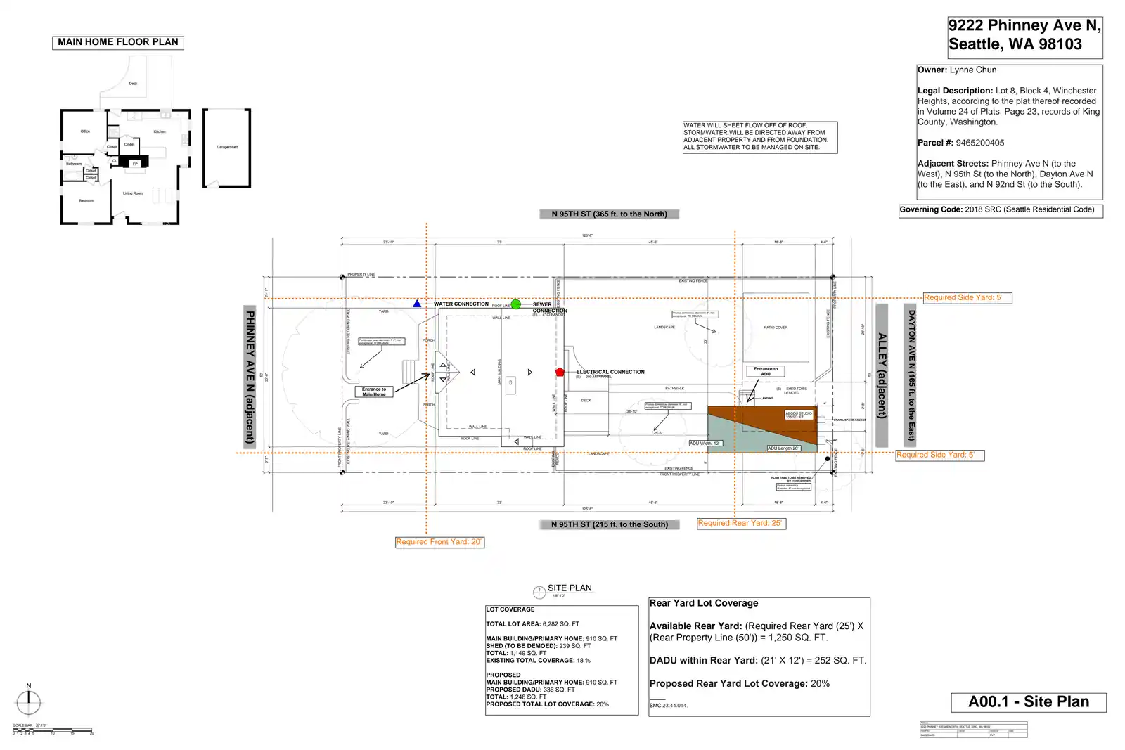 Site plan for 9222 Phinney Ave N