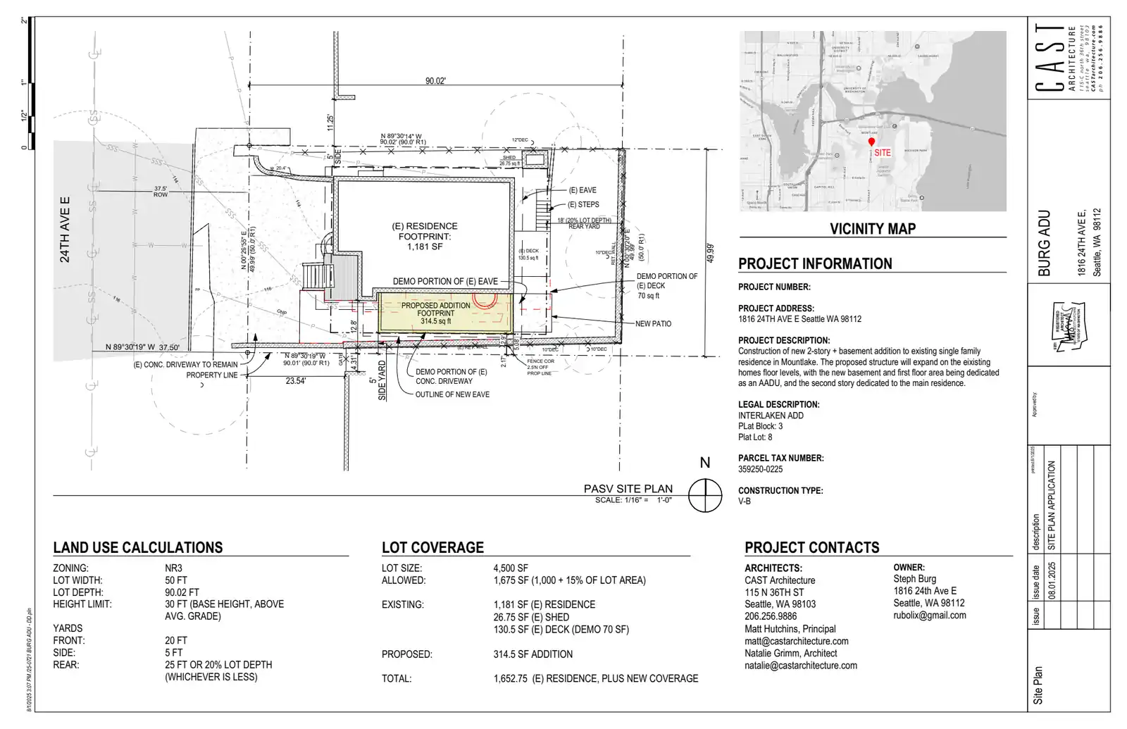 Site plan for 1816 24th Ave E